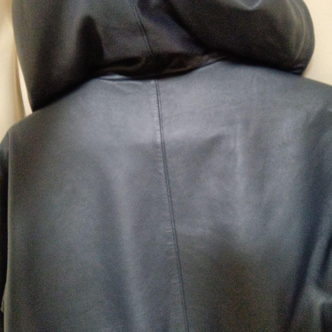 Schott レザーフルジップパーカー ネイビー Lサイズ