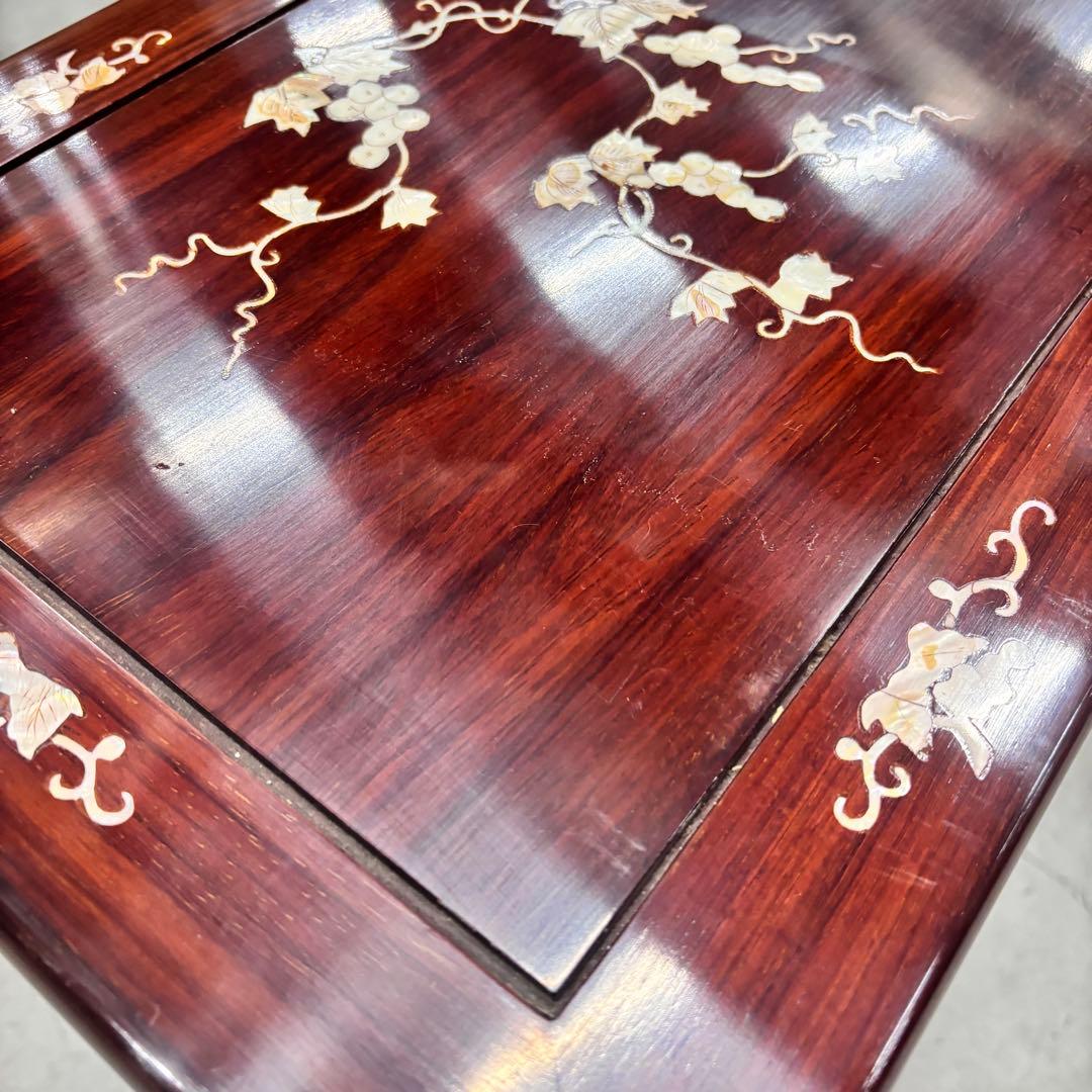 螺鈿家具 螺鈿細工 唐木 花梨 引き出し 7段 チェスト 無垢材　ラデン細工