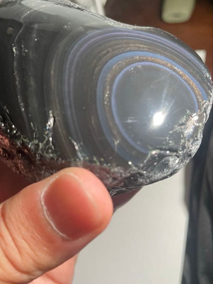 研磨品　十勝石玲瓏　ゴールド＋ブルー＋パープル　超特級品レインボーオブシディアン