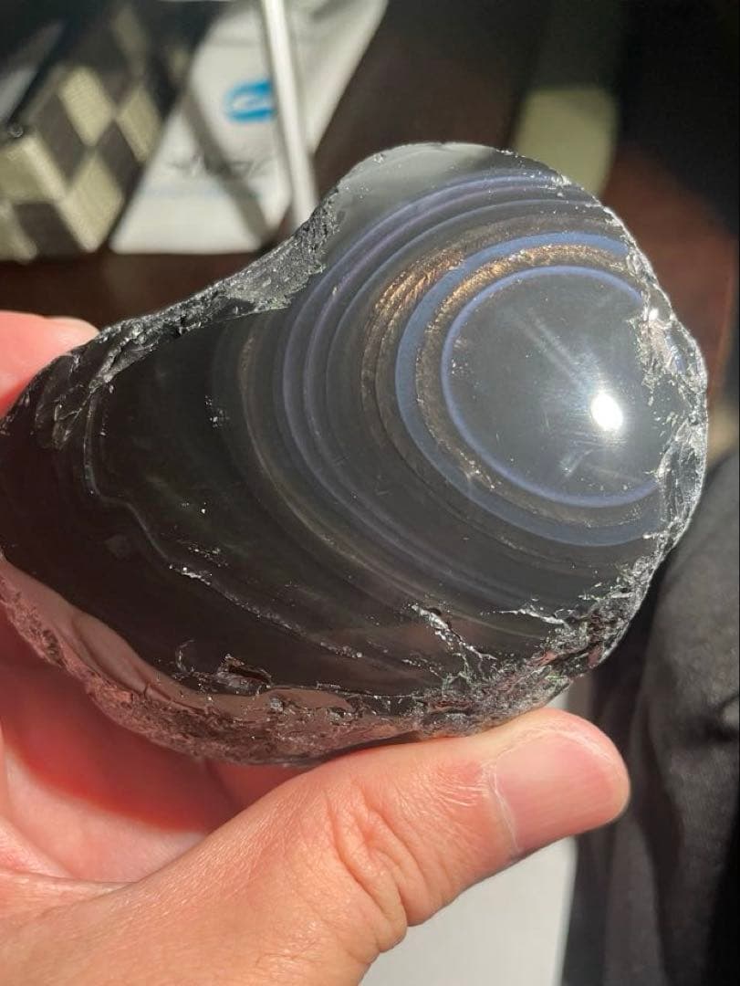研磨品　十勝石玲瓏　ゴールド＋ブルー＋パープル　超特級品レインボーオブシディアン