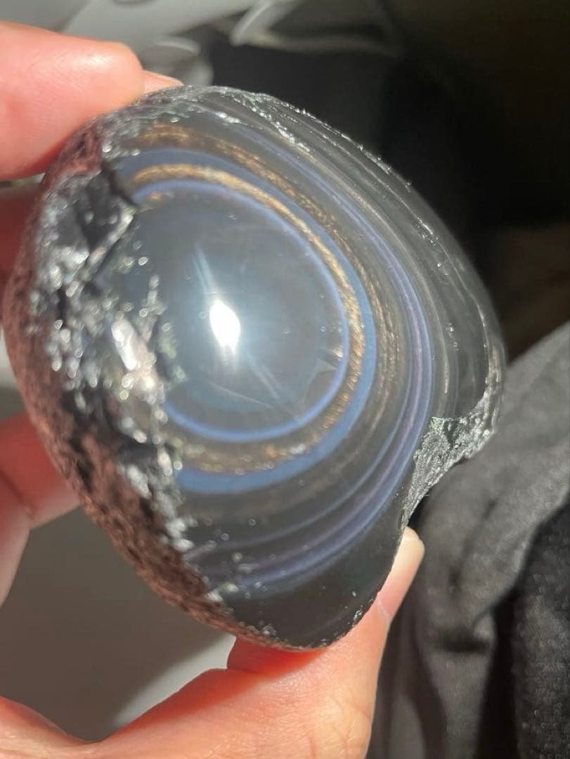 研磨品　十勝石玲瓏　ゴールド＋ブルー＋パープル　超特級品レインボーオブシディアン