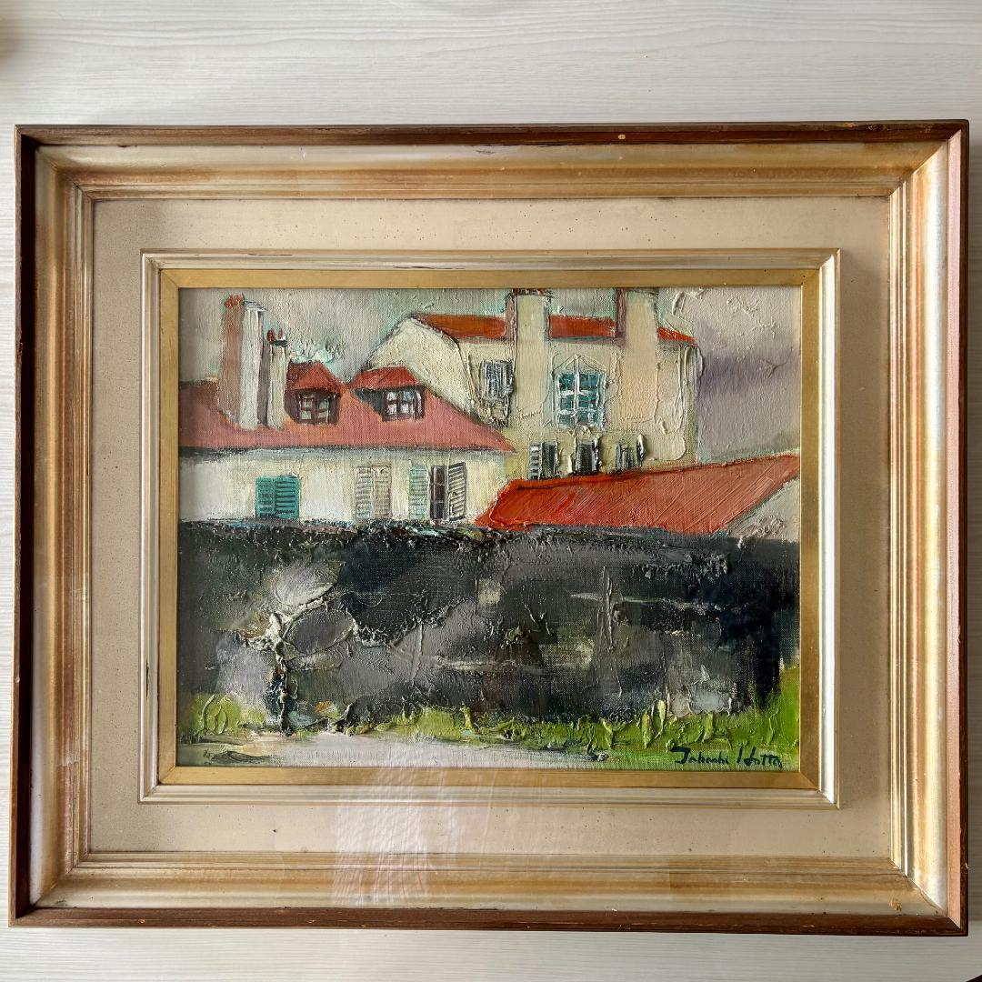 油絵　堀田髙　「裏窓」　1970年制作　６号 堀田高