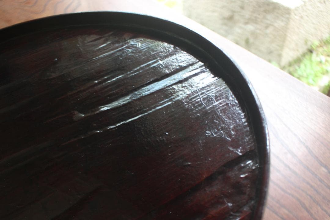 デッドストック！風情ある一閑張りに極上溜塗の映えるお膳（検お盆お膳茶道具