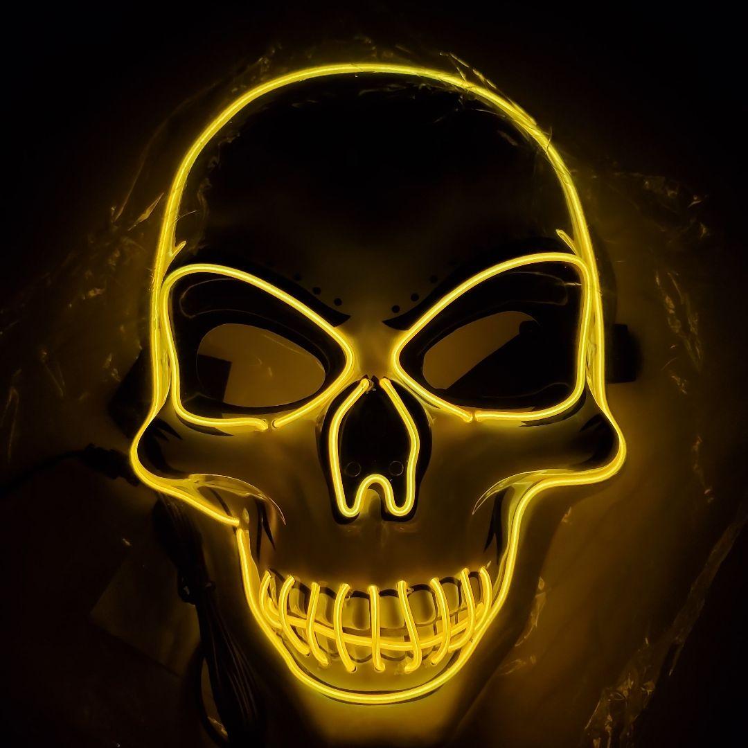 【LED】スカルマスク！全8種類 ボタンを押すだけで３段階に発光致します！
