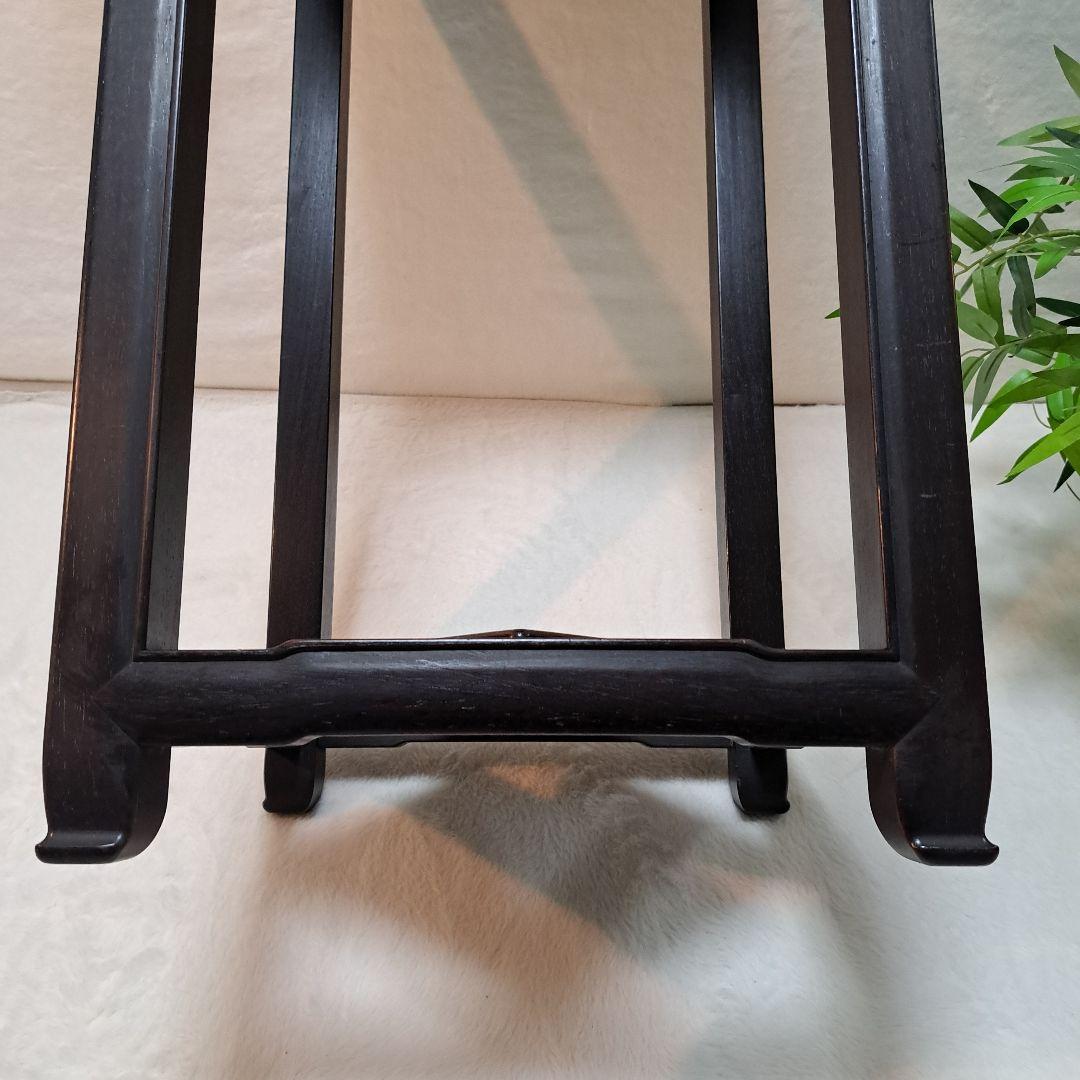 唐木花台　唐木家具　高卓　香炉台　飾り台　透かし彫り　鉄刀木　中国美術