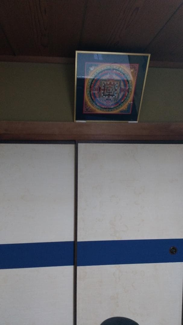 値下げ　チベット種字曼陀羅　赤　肉筆