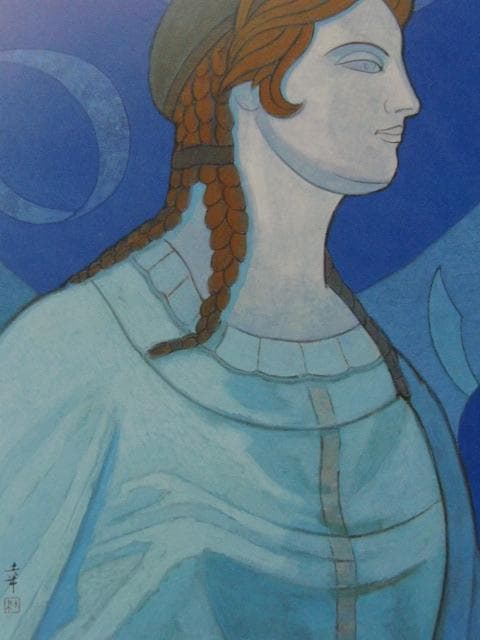 佐藤土筆、【シルクロードに沿って（二）】、希少な額装用画集より