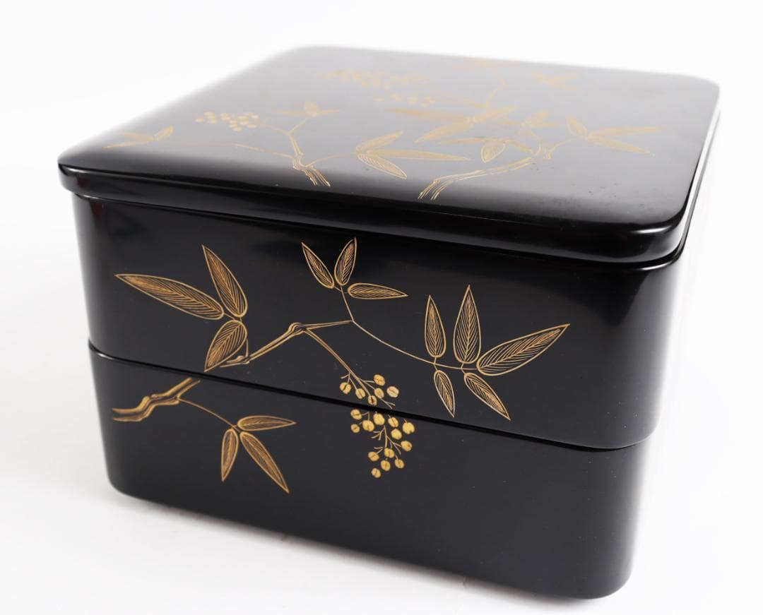 輪島塗 二段重 中道栄太郎 重箱 漆器 共箱