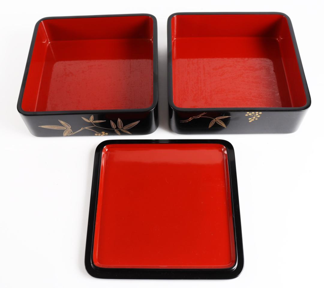 輪島塗 二段重 中道栄太郎 重箱 漆器 共箱