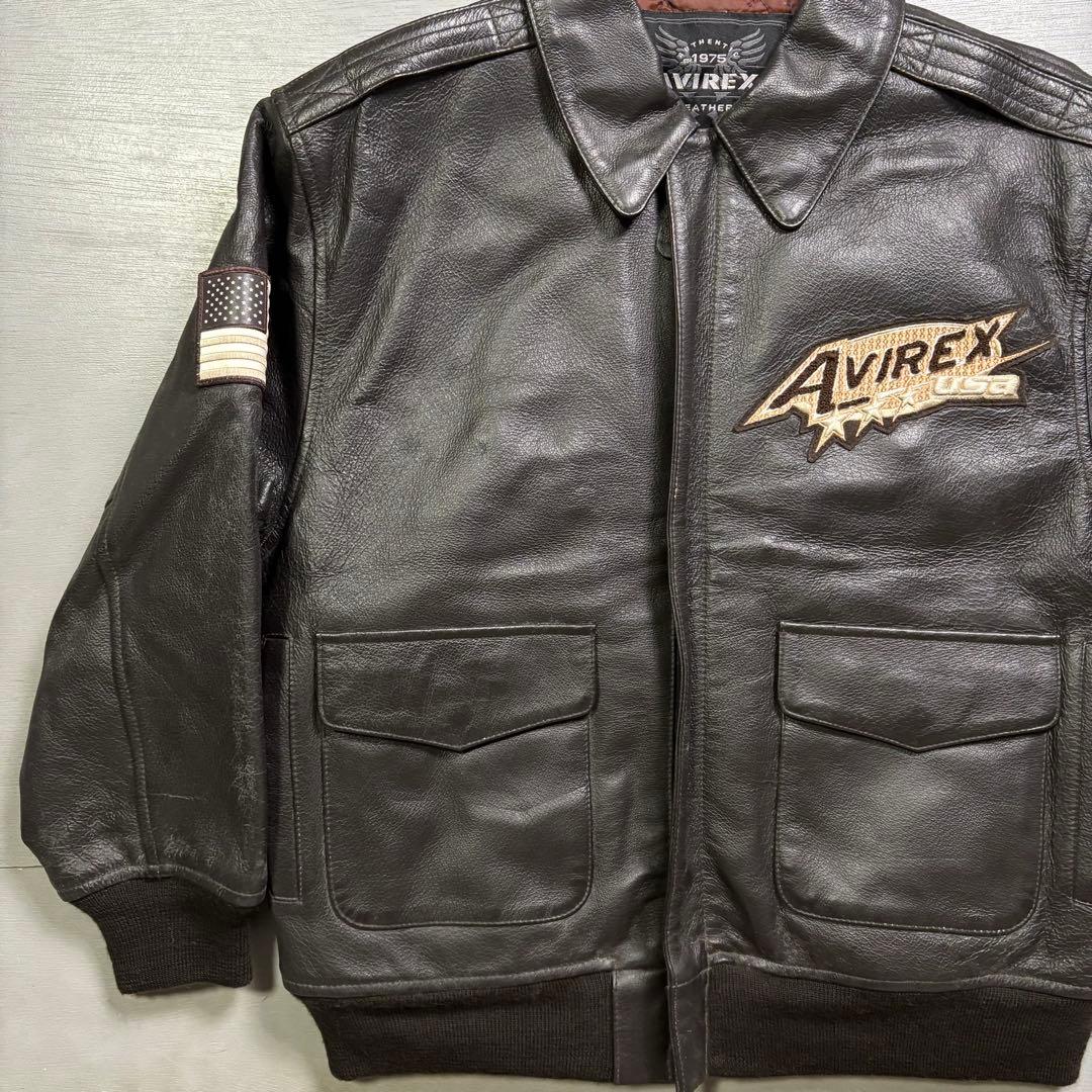 入手困難✨AVIREX レザージャケット　A-2 本革　ブルゾン　短丈　M