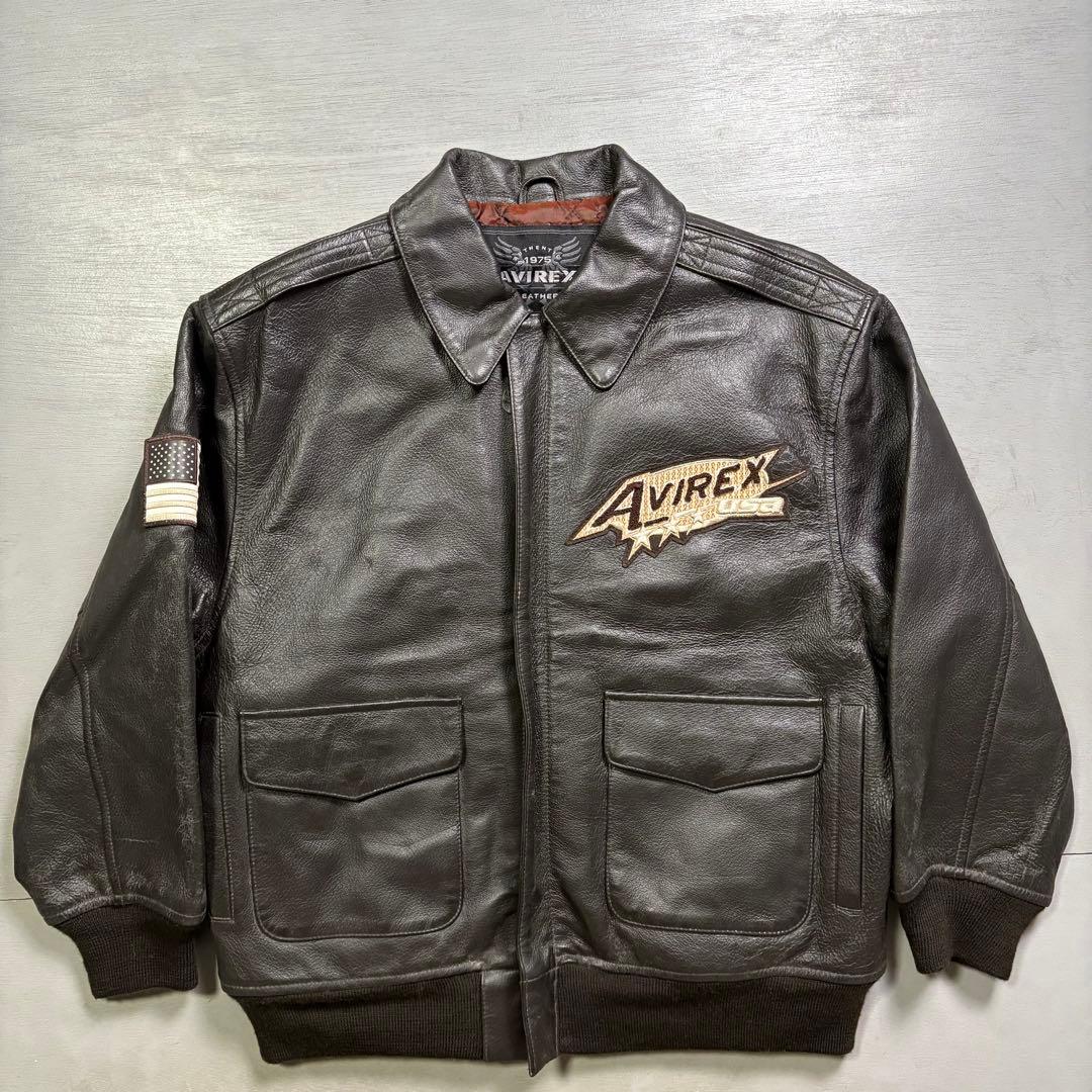 入手困難✨AVIREX レザージャケット　A-2 本革　ブルゾン　短丈　M