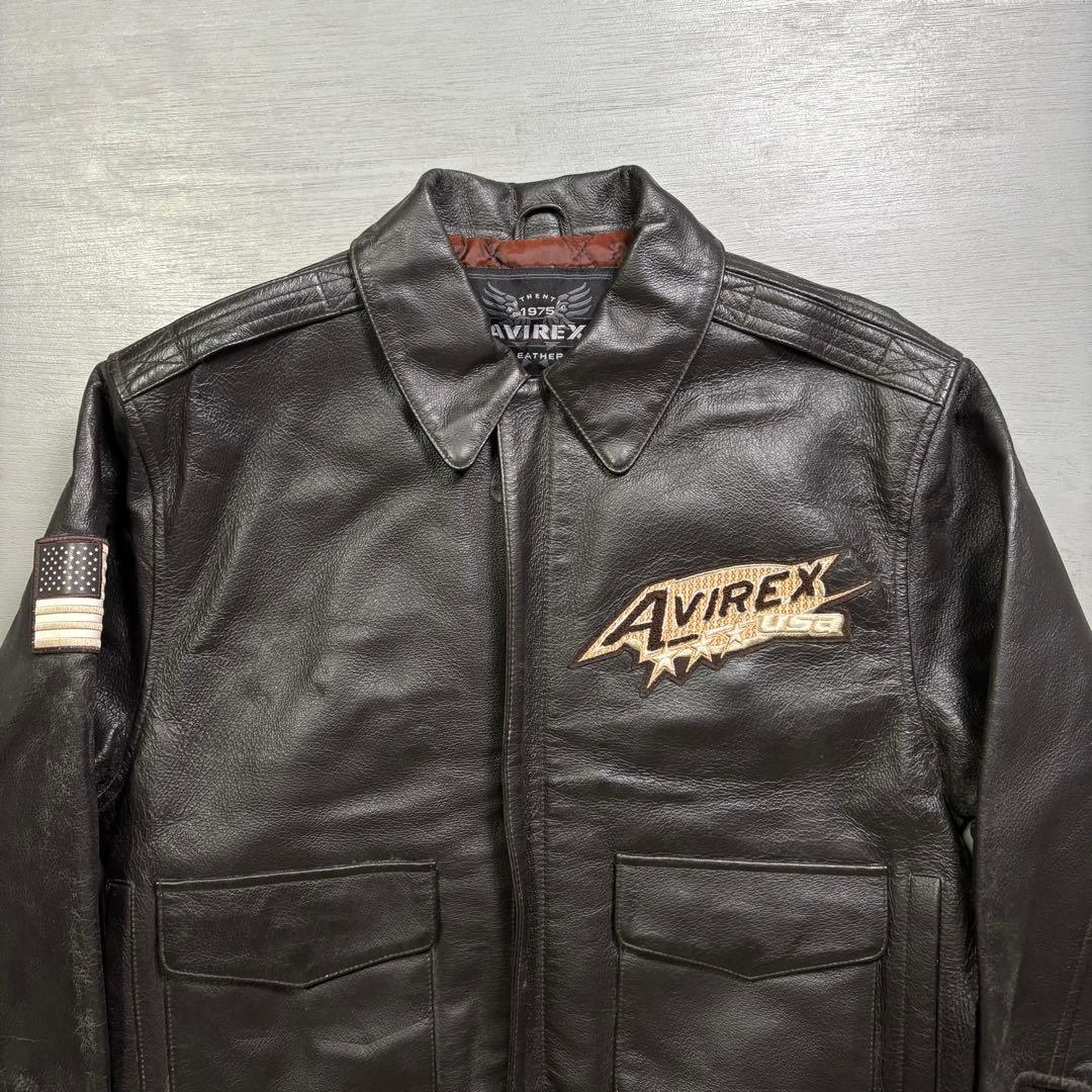 入手困難✨AVIREX レザージャケット　A-2 本革　ブルゾン　短丈　M