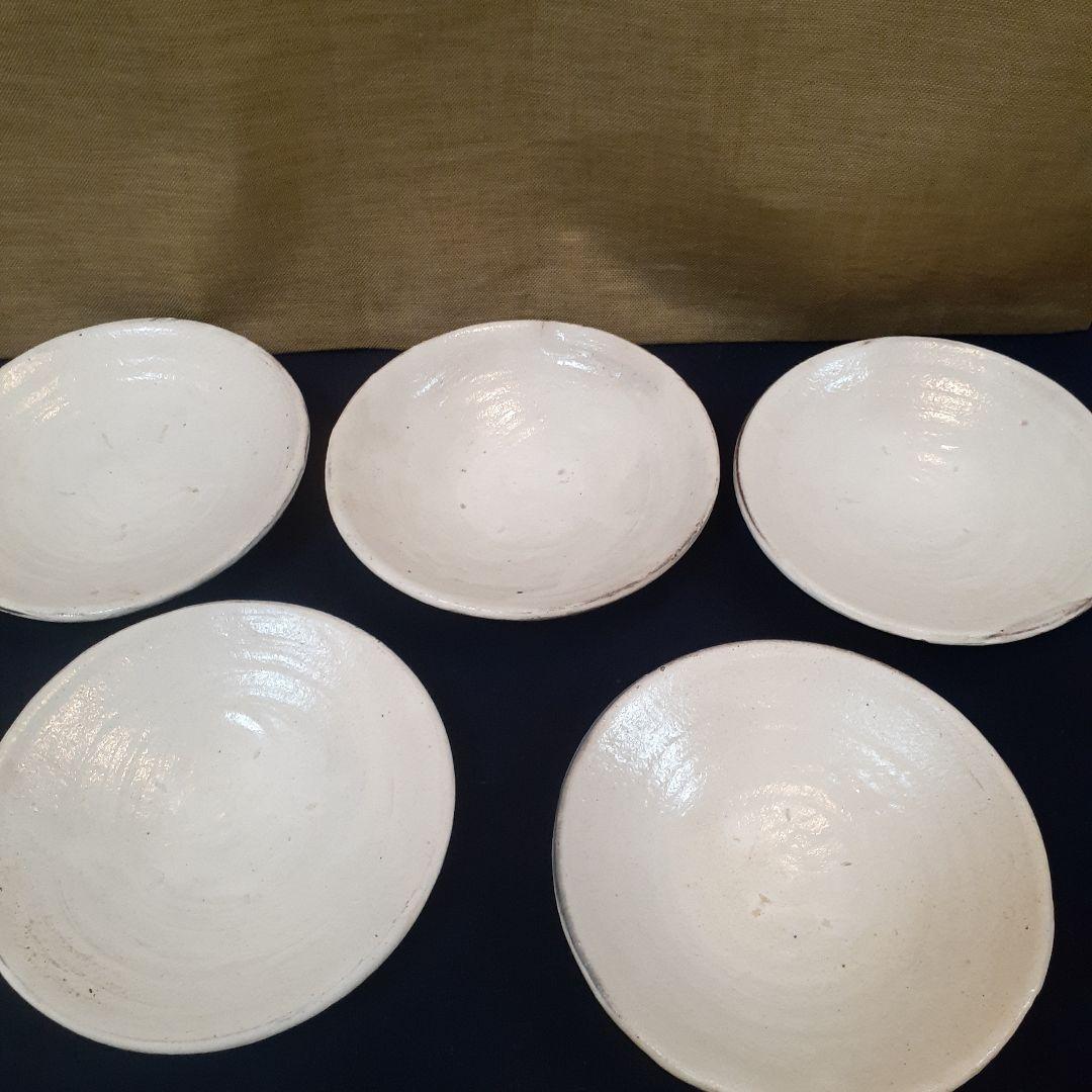 故  石田陶春 作 白丹波刷毛目四寸揃い❤️