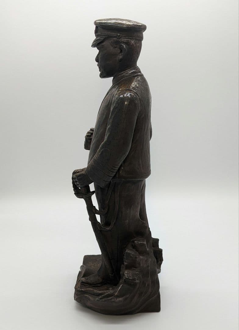 藤原陶斎 備前焼 東郷平八郎像 合箱 陶像 日露戦争 置物 細工物 藤原陶斉