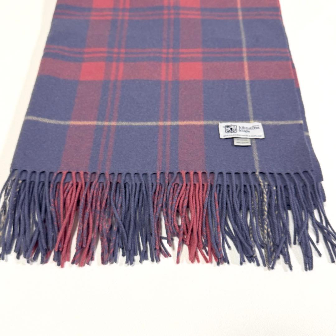 ジョンストンズオブエルガン 大判ストール マフラー カシミヤ100% ブルー