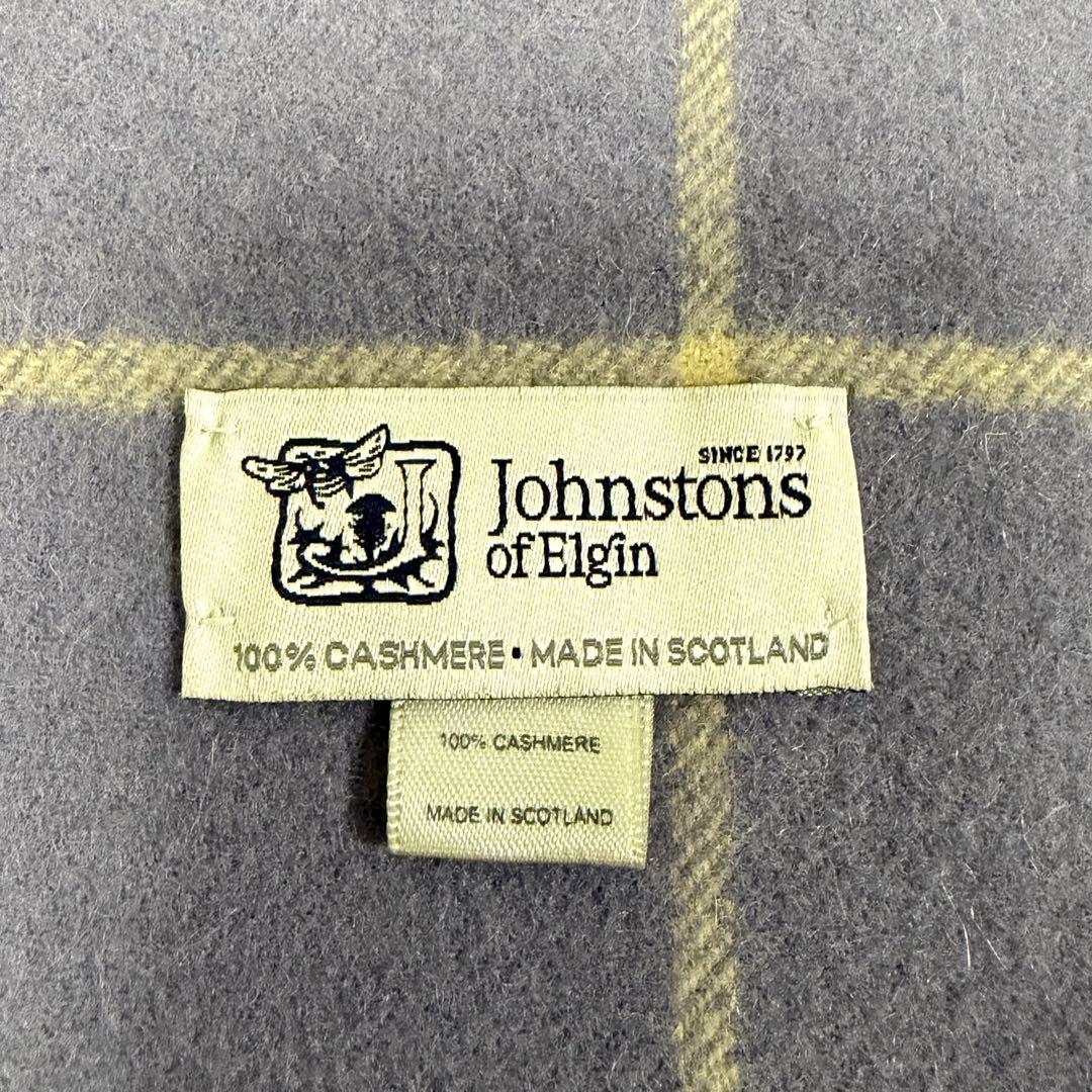 ジョンストンズオブエルガン 大判ストール マフラー カシミヤ100% ブルー