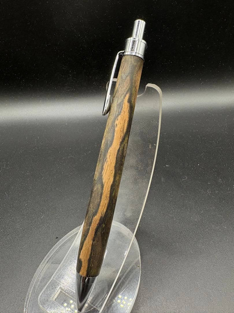 519 黒柿　孔雀杢　木軸シャーペン　ボールペン　細軸