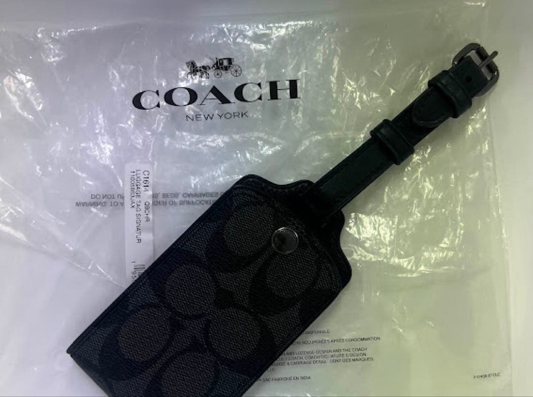 ❤️新品❤️コーチ COACH ネームタグ シグネチャー ラゲッジタグ チャコール