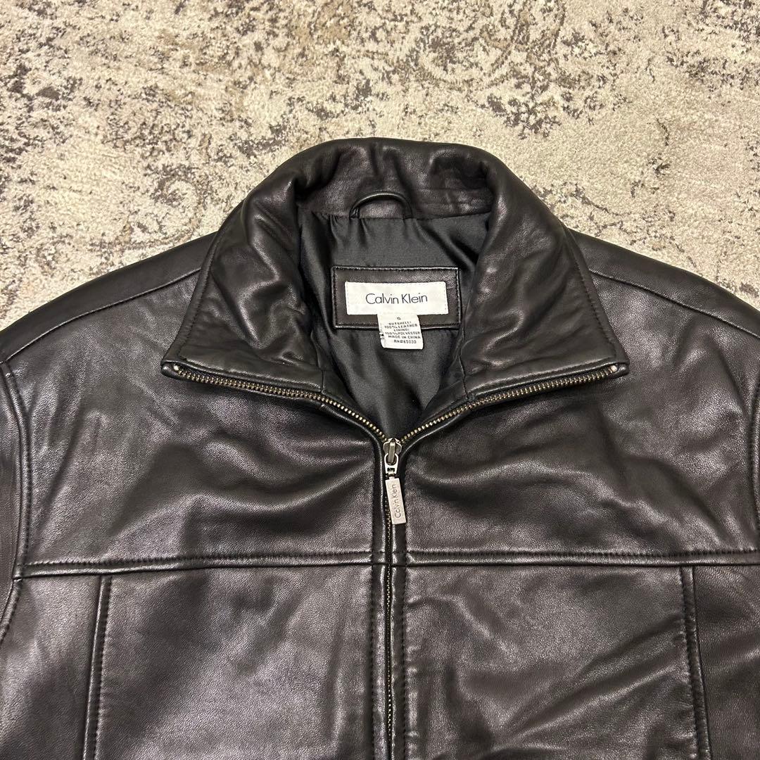  カルバンクライン レザー シングルライダースジャケット