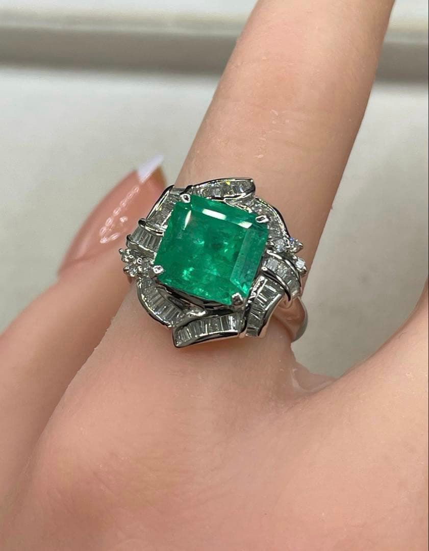 リサJL229★最高級 ムゾー鉱山産 エメラルド3.95ct リング 鑑付