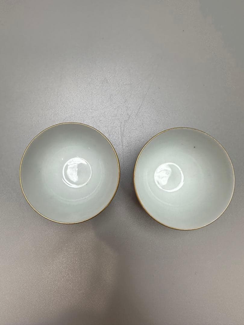 中国 煎茶碗 色絵 金彩 乾隆御製 一対