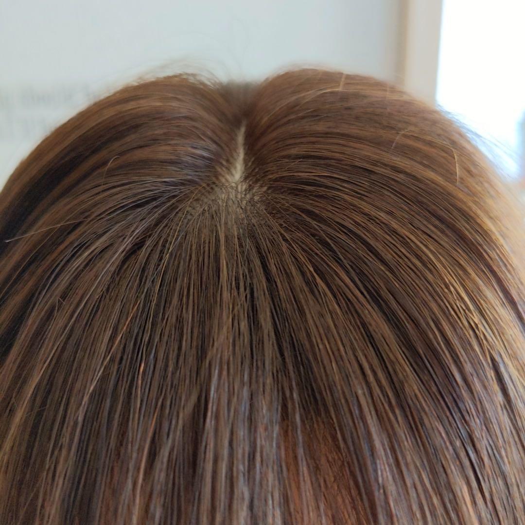 ✨サラサラ人毛100%ウイッグ✨外ハネレイヤーブラウン　フルウイッグ　かつら