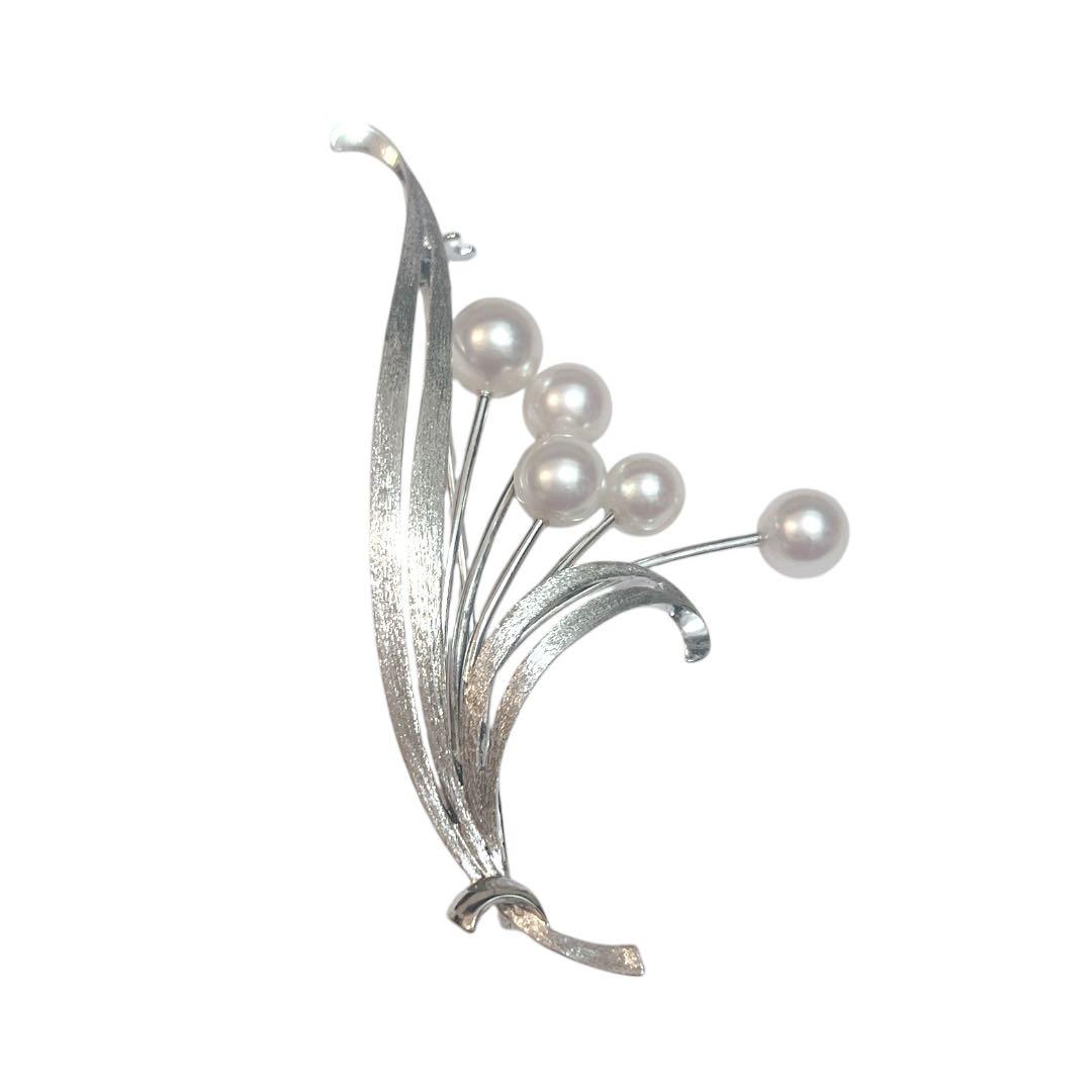 【極美品★磨き済】MIKIMOTO パールブローチ ブーケ 6珠 あこや真珠