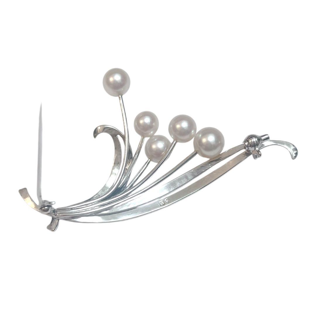 【極美品★磨き済】MIKIMOTO パールブローチ ブーケ 6珠 あこや真珠