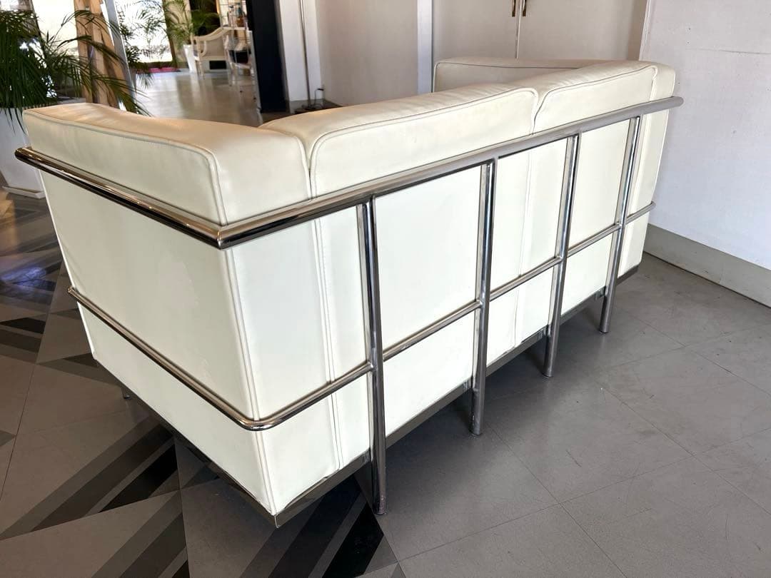 ル・コルビジェ LC2デザナーズソファ アイボリーレザー 2人掛けソファ