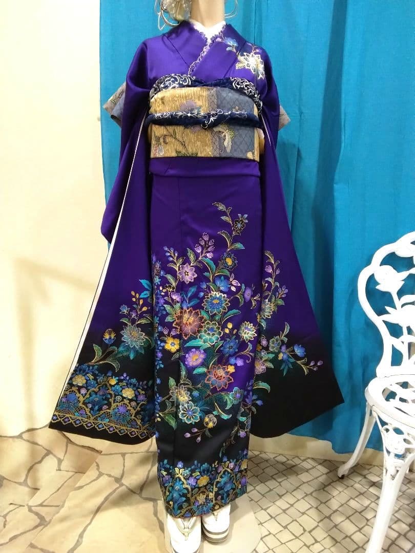 振袖フルセット、正絹振袖成人式、重ね衿、クリスタルストーン帯揚げ帯締、袋帯、襦袢