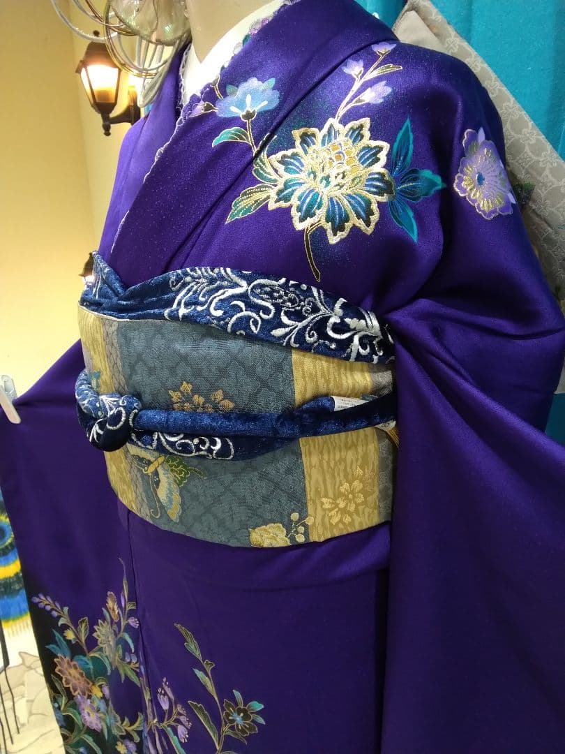 振袖フルセット、正絹振袖成人式、重ね衿、クリスタルストーン帯揚げ帯締、袋帯、襦袢