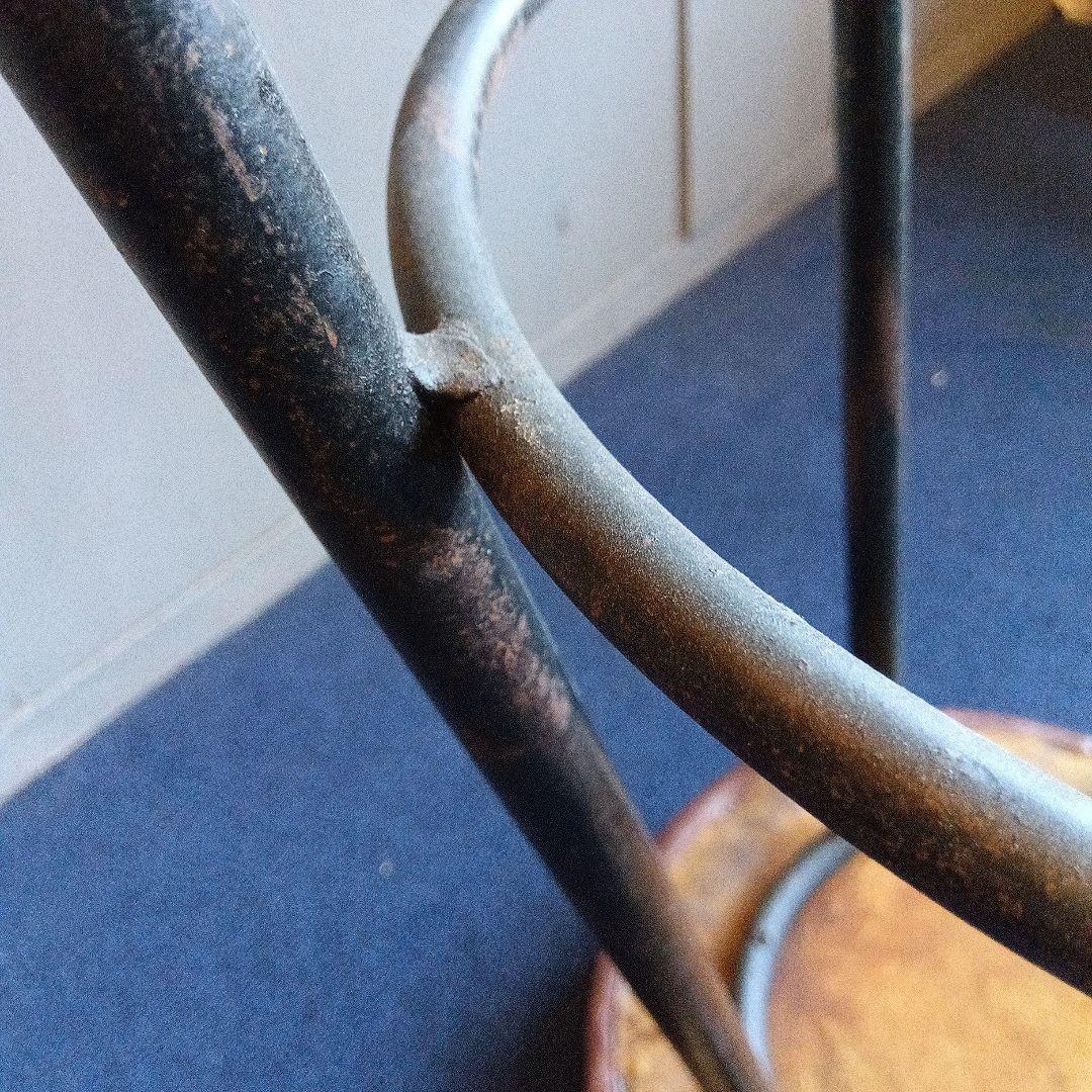 ブラウンレザー調 バースツール　椅子　昭和レトロ　アイアン