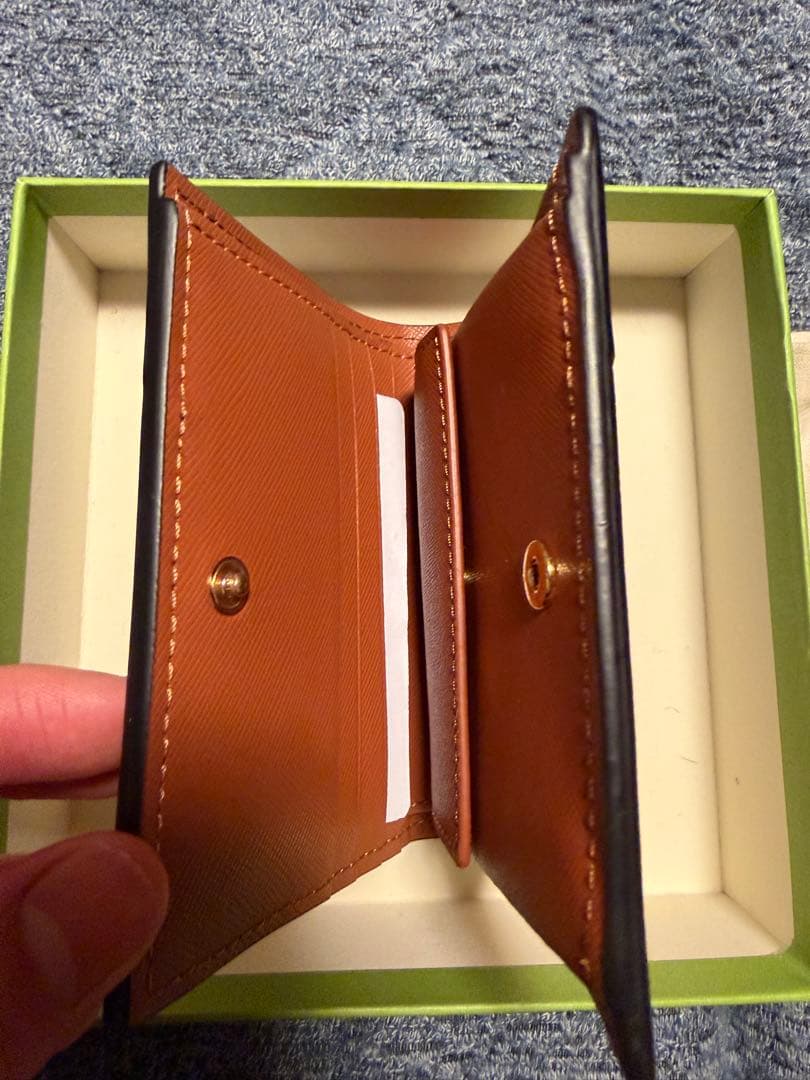 MARNI 二つ折り財布 ネイビー/ホワイト/ブラウン