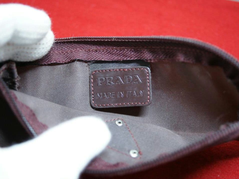 PRADA ペンケース ナイロン トライアングル プラダ ダークブラウン