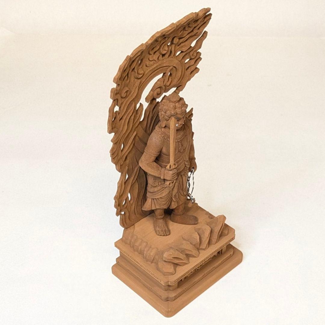 【セール・新品】 不動明王　上彫　紅檀　総高さ約23.5㎝　仏像　お不動様
