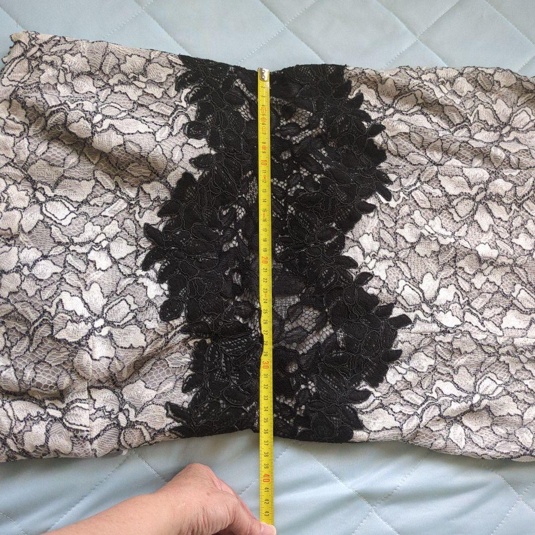 Tadashi Shoji 白と黒のレース、チューブトップマキシドレス