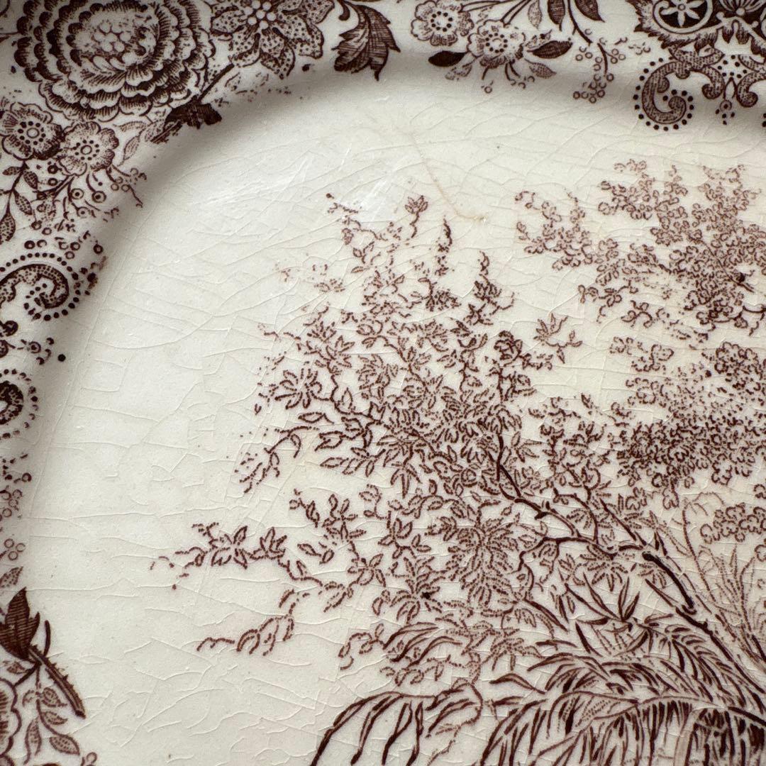 ドイツ　アンティーク　ヴィンテージ　ビレロイ&ボッホ　ケーキプレート　ブラウン