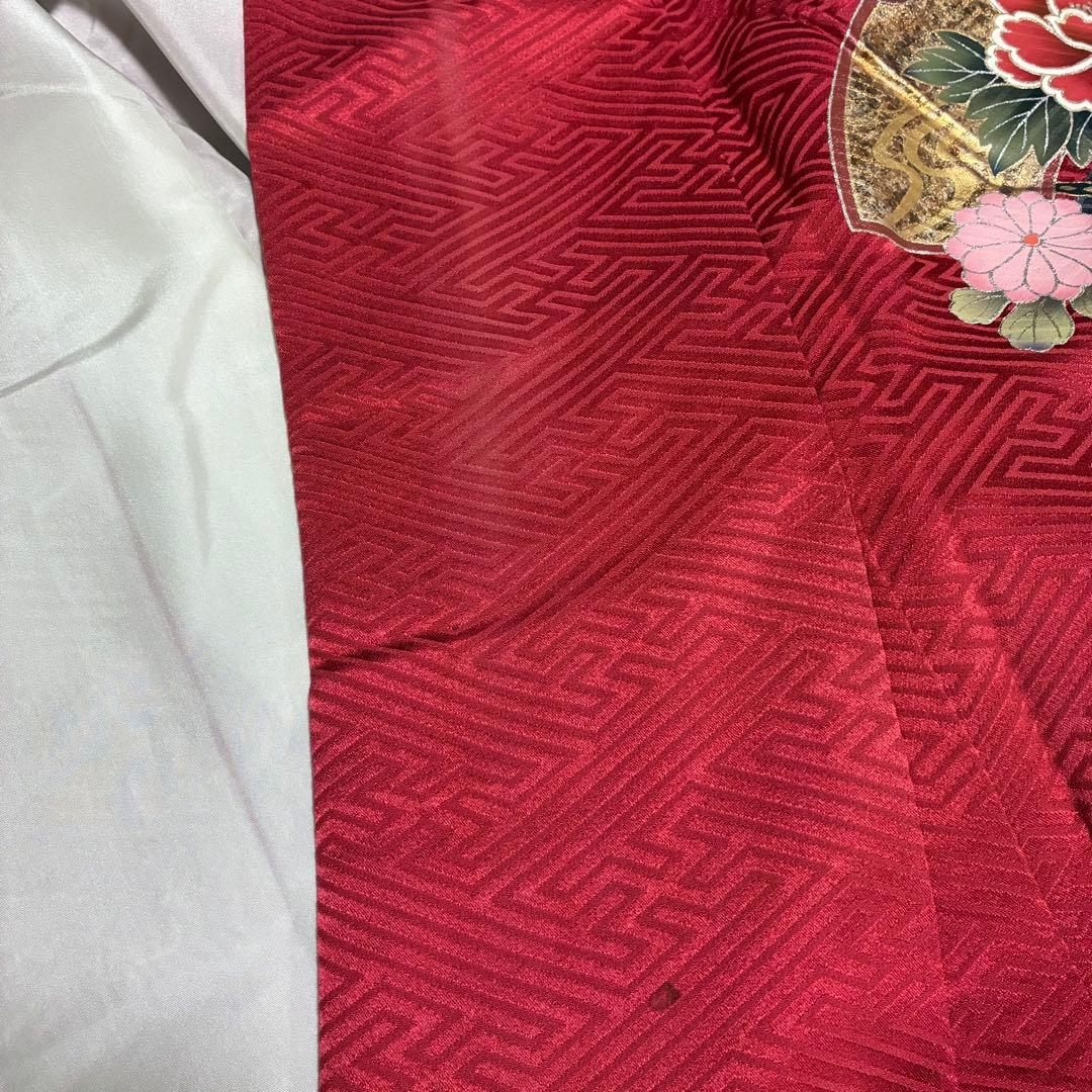 ⁂なお様⁂【振袖フルセット】 +小物・肌襦袢セット 赤 扇花柄 金駒刺繍
