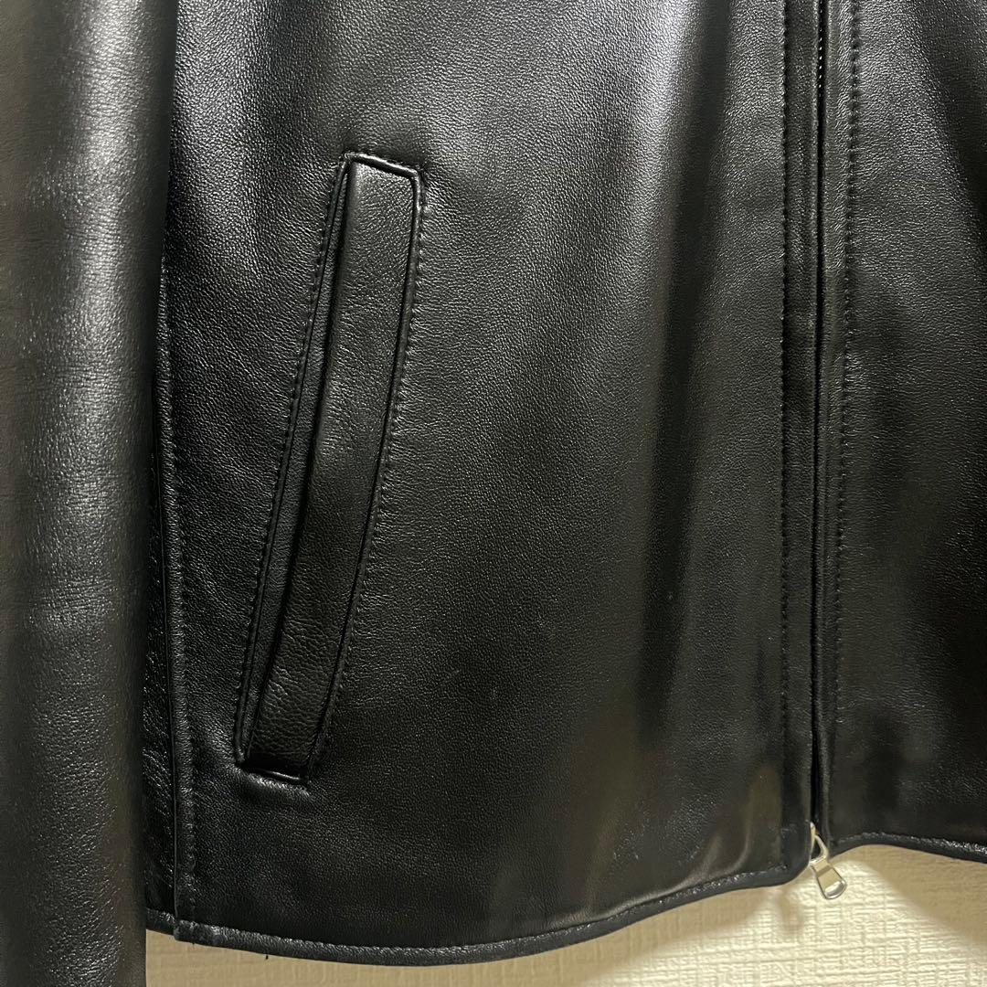 nano universe 黒 レザー シングルライダースジャケット