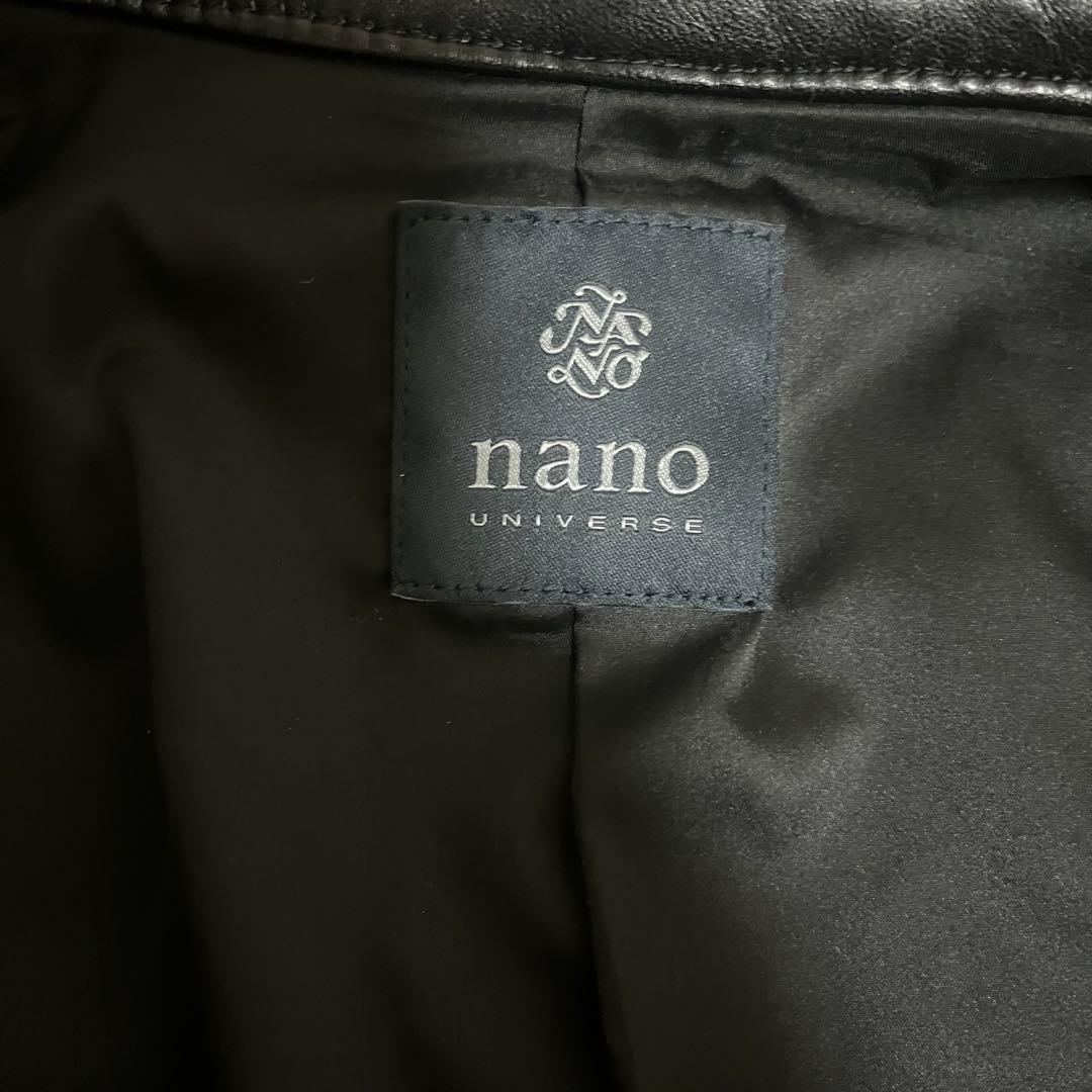 nano universe 黒 レザー シングルライダースジャケット