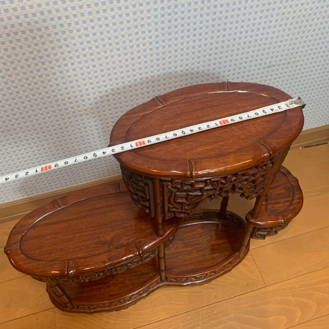 飾り台　花梨　インテリア台　透彫木彫