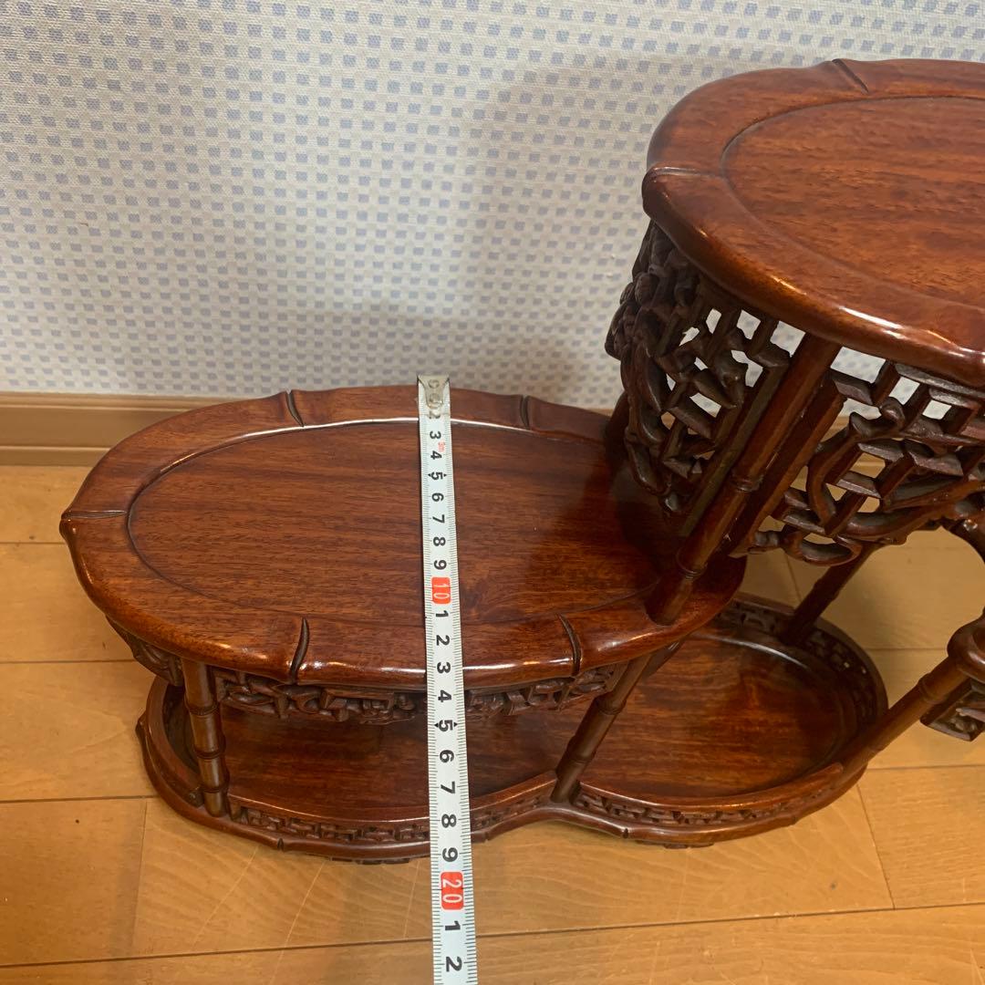 飾り台　花梨　インテリア台　透彫木彫