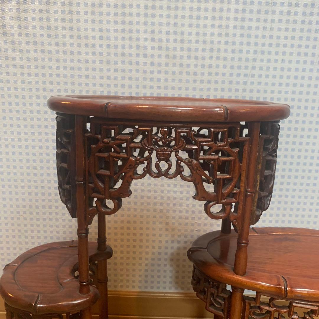 飾り台　花梨　インテリア台　透彫木彫