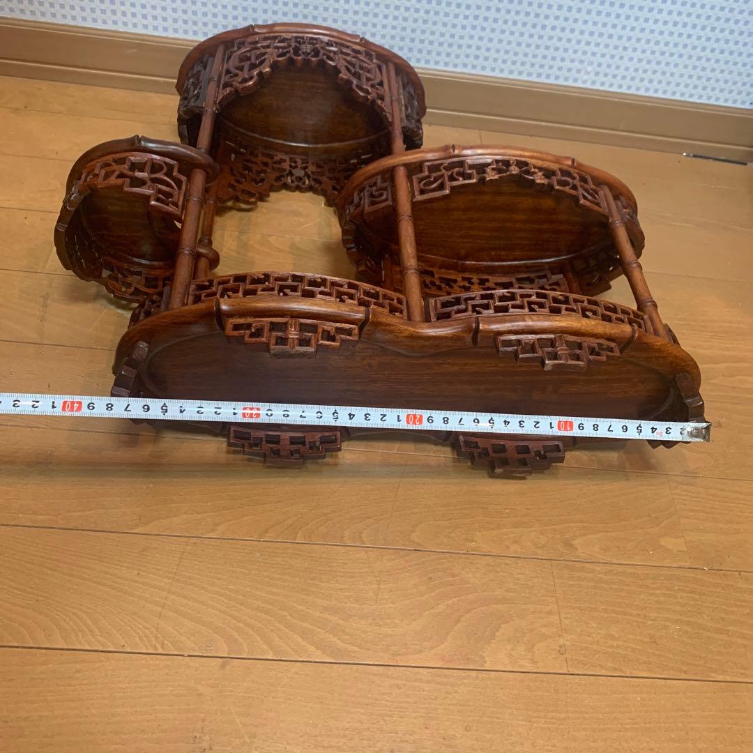 飾り台　花梨　インテリア台　透彫木彫