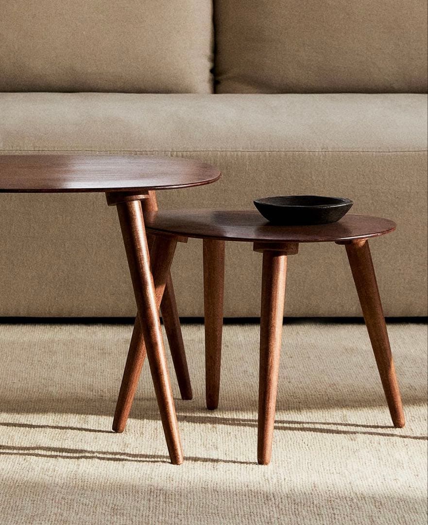 ZARA 面取り加工　ウッド　サイドテーブル