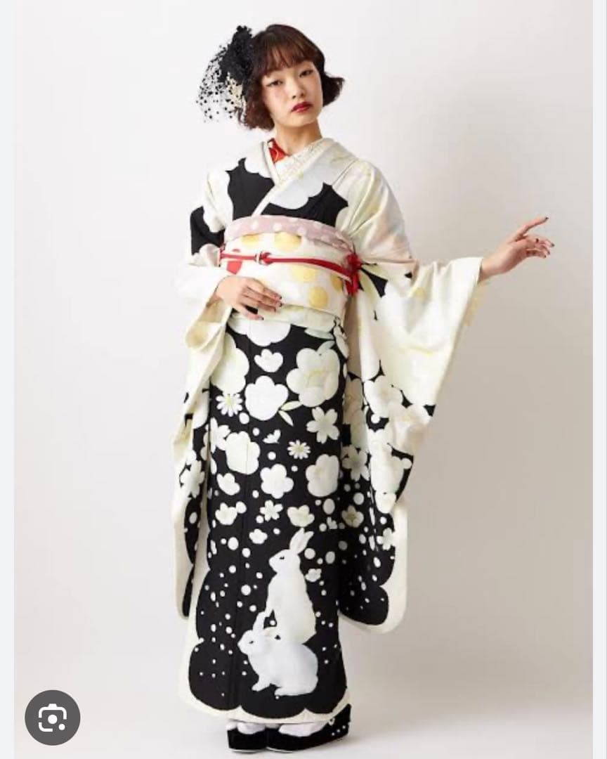 最終値下げです。ふりふ　振袖　しんしん雪うさぎ