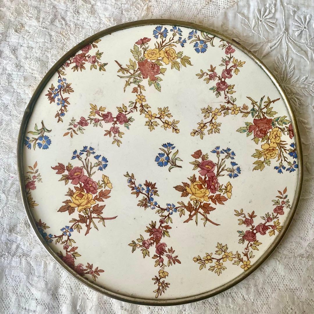 サルグミンヌ　ルイ15世　トリベット　陶板ラウンドプレート　フランスアンティーク