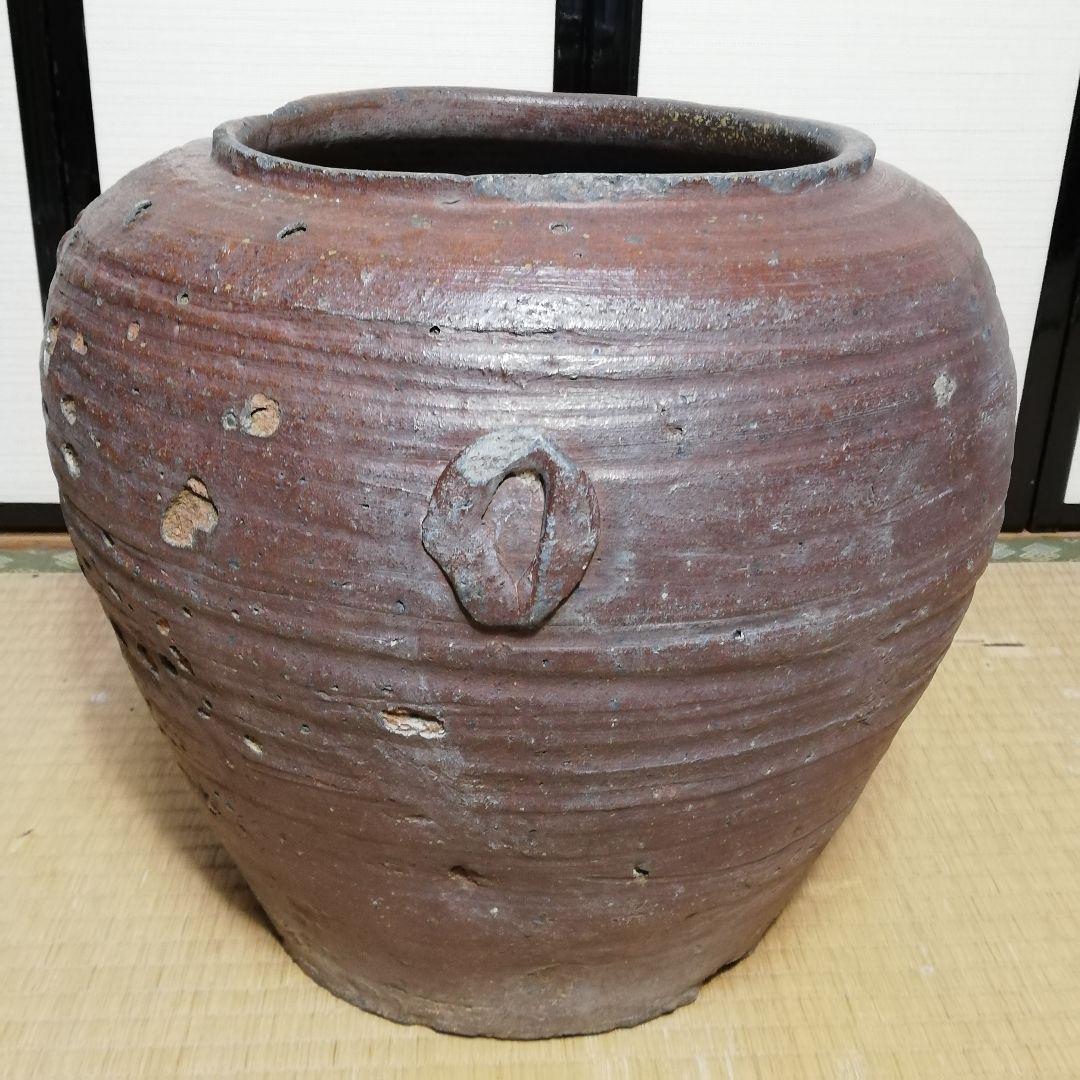 【水漏れ注意】室町時代 古備前 水甕 備前焼 水屋瓶 置物 インテリア 植木鉢