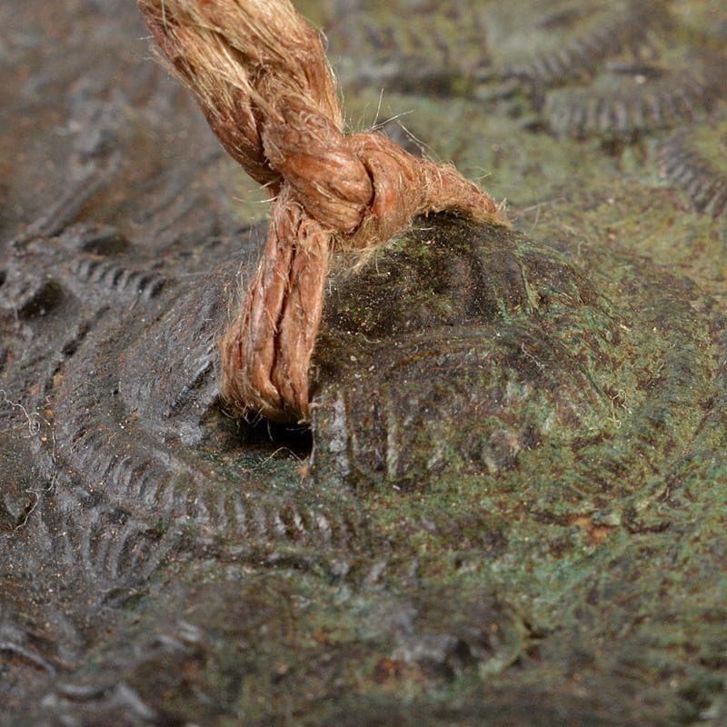 天下一飯村作　古銅　双鶴松竹梅文　銅鏡　古鏡　時代箱付　V　R5548