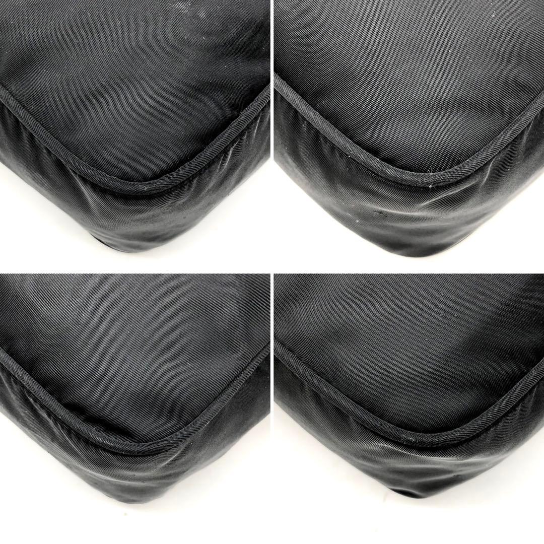 ✨美品✨プラダ ショルダーバッグ 三角ロゴ シルバー金具 ナイロン レザー 黒